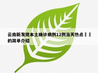 云南新发现本土确诊病例12例当天热点㊙️的简单介绍
